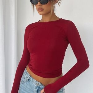 White Fox Boutique Dark Red Long Sleeve Top